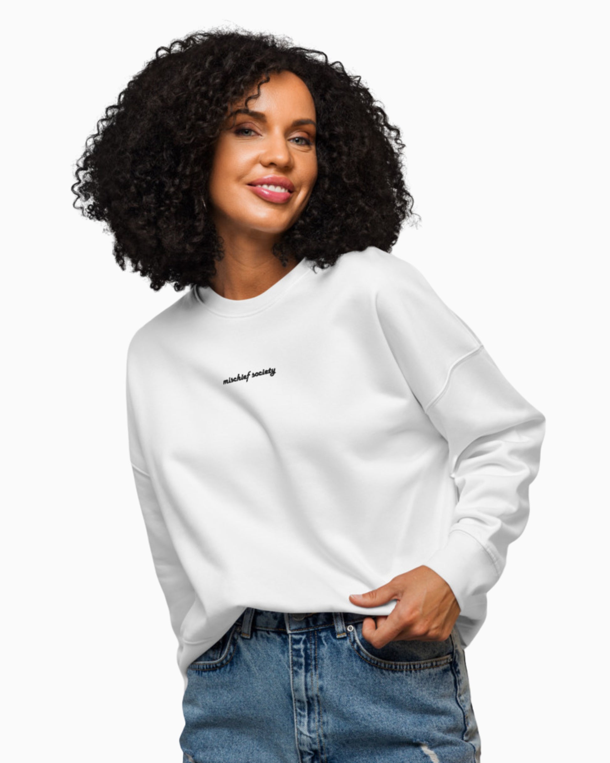 Mischief Society White Crewneck - Adult - Model - Women