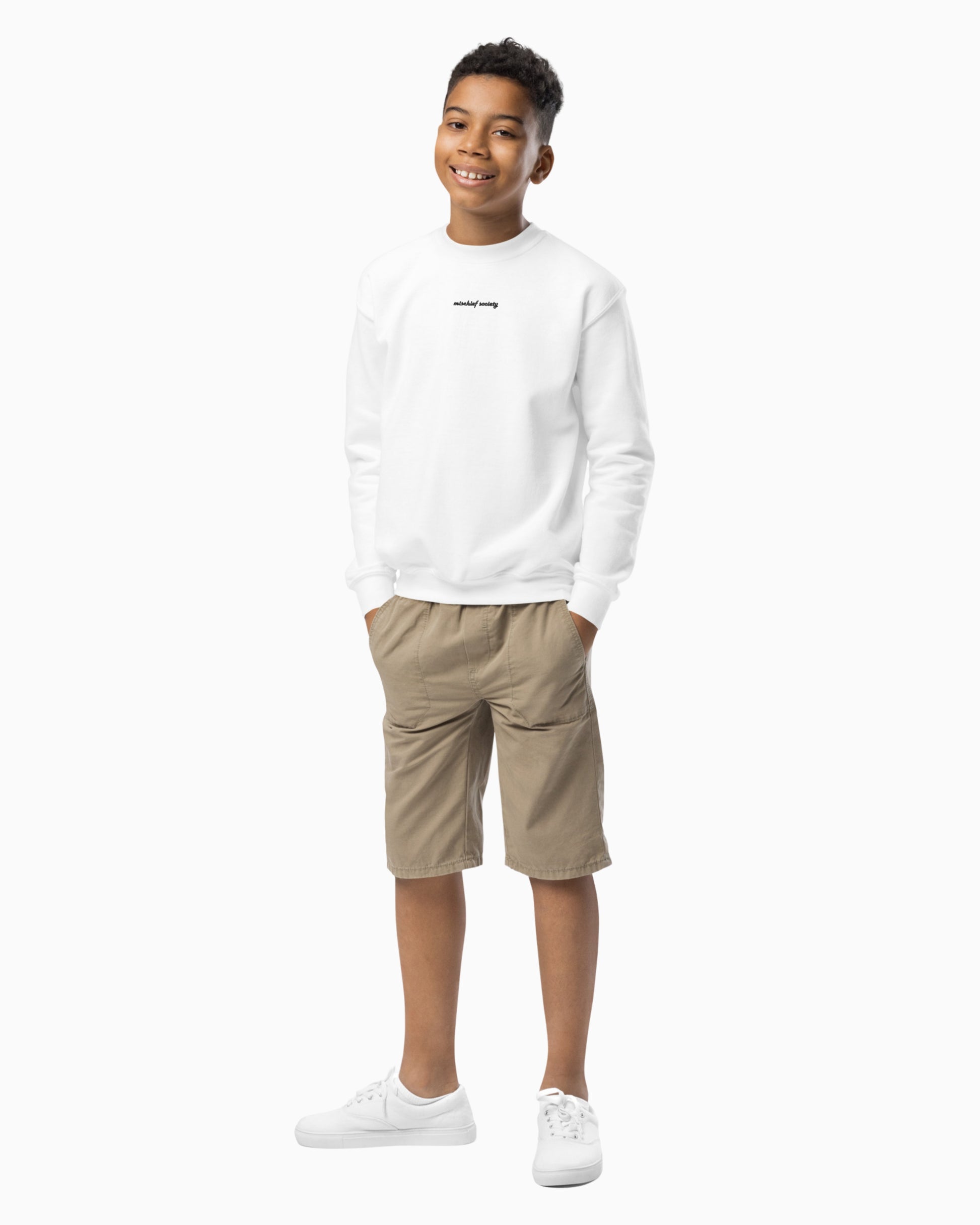 Mischief Society White Crewneck - Kid - Model
