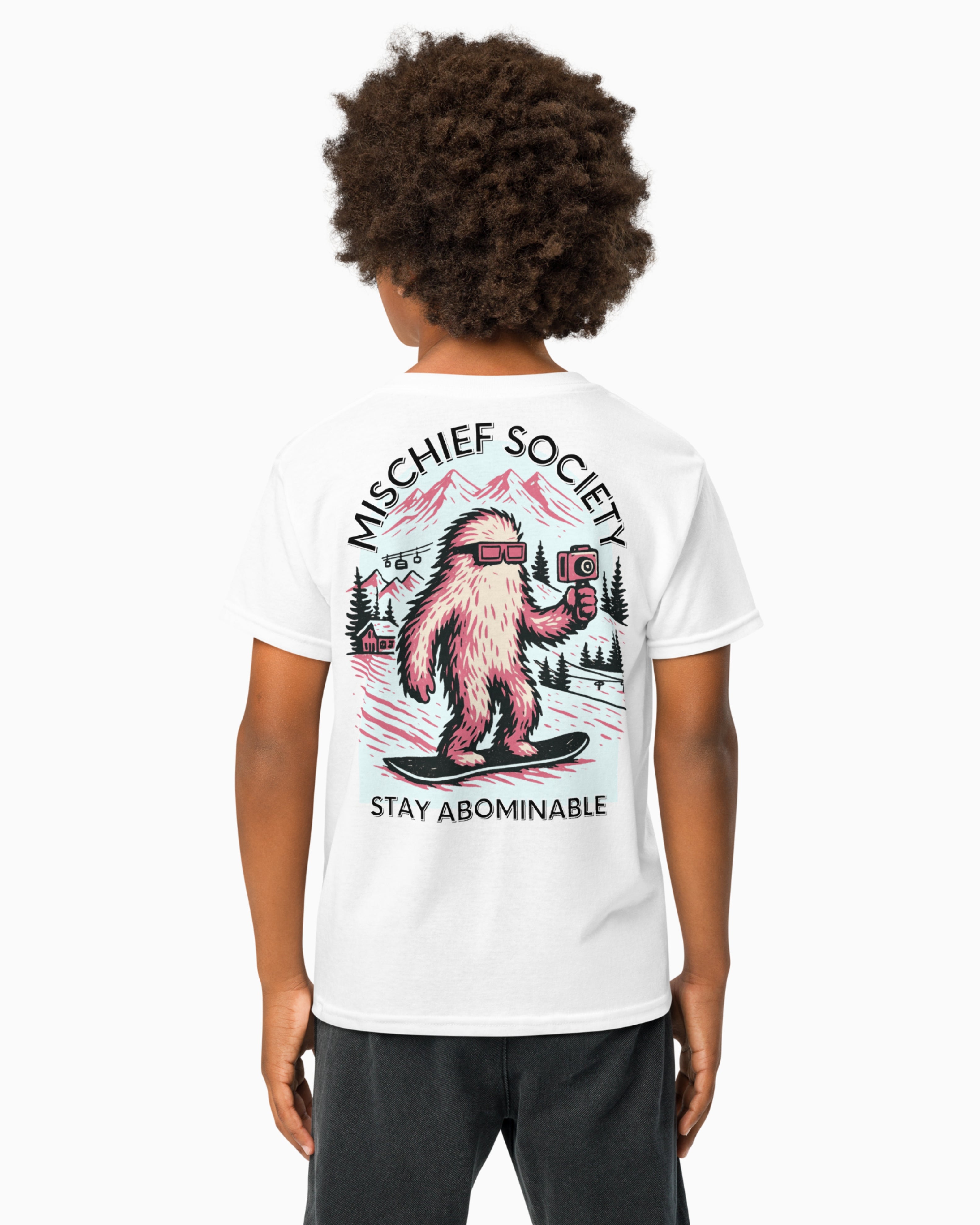 Mischief Society Stay Abominable Yeti - White Shirt - Model Back
