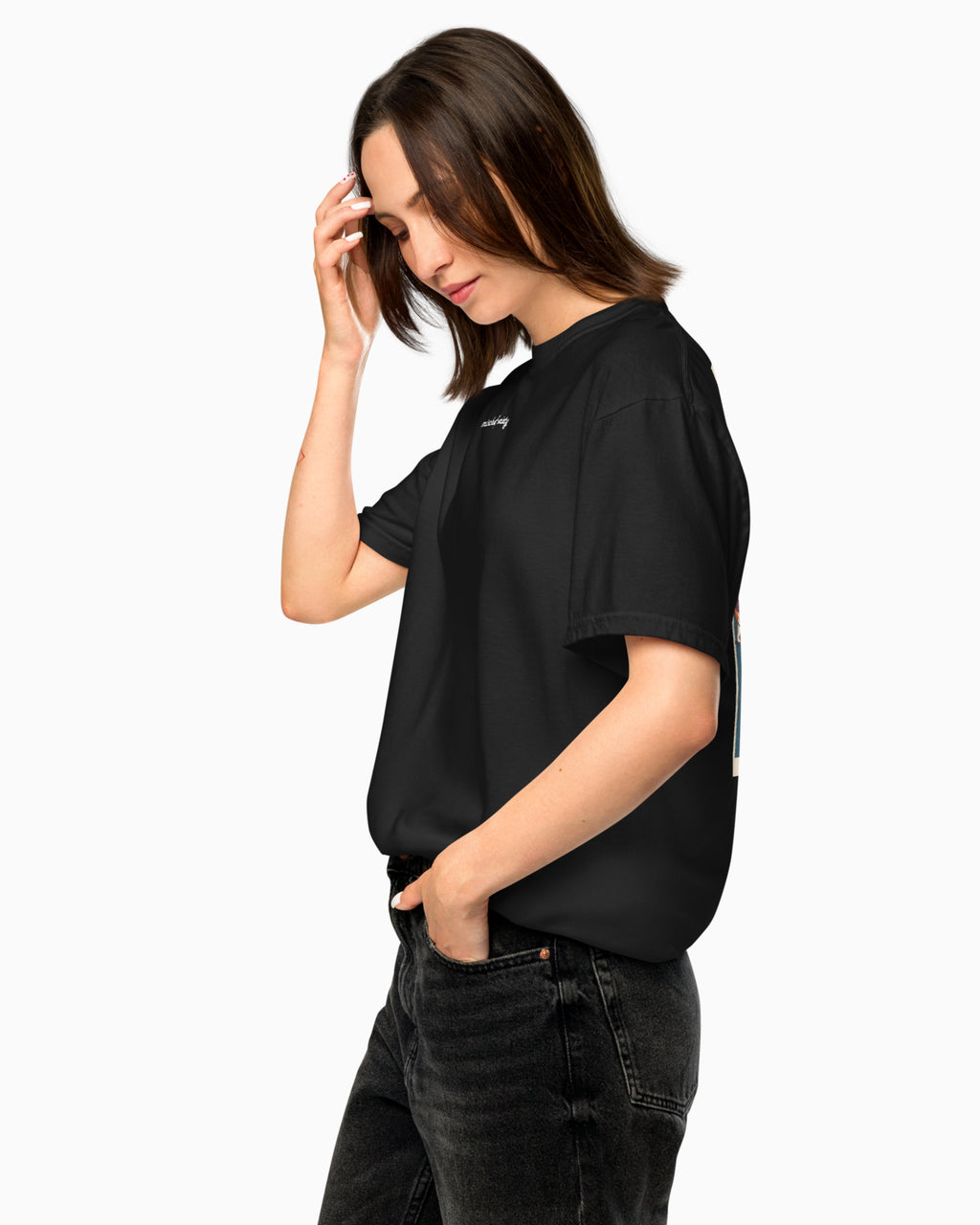 Mischief Society - Adult Black Shirt - Side Model