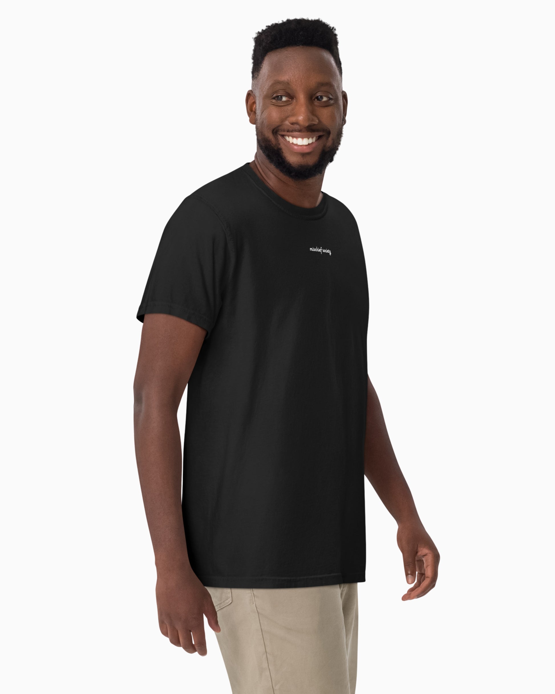 Mischief Society - Black Shirt Adult - Front Male Model