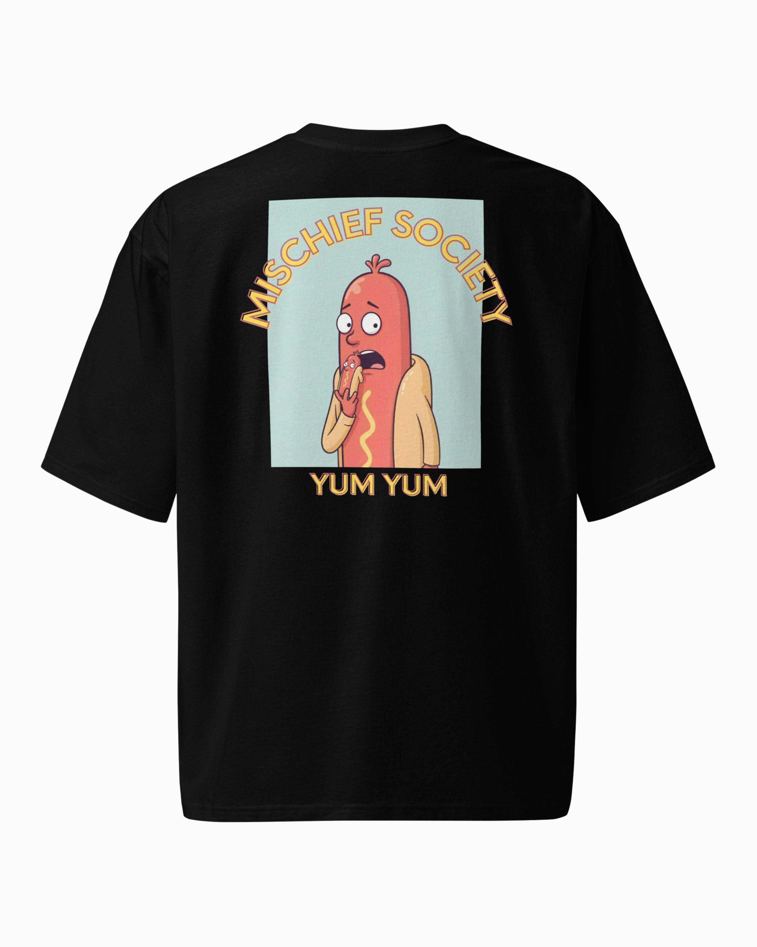 Mischief Society - Hot Dog Black Shirt Adult - Side