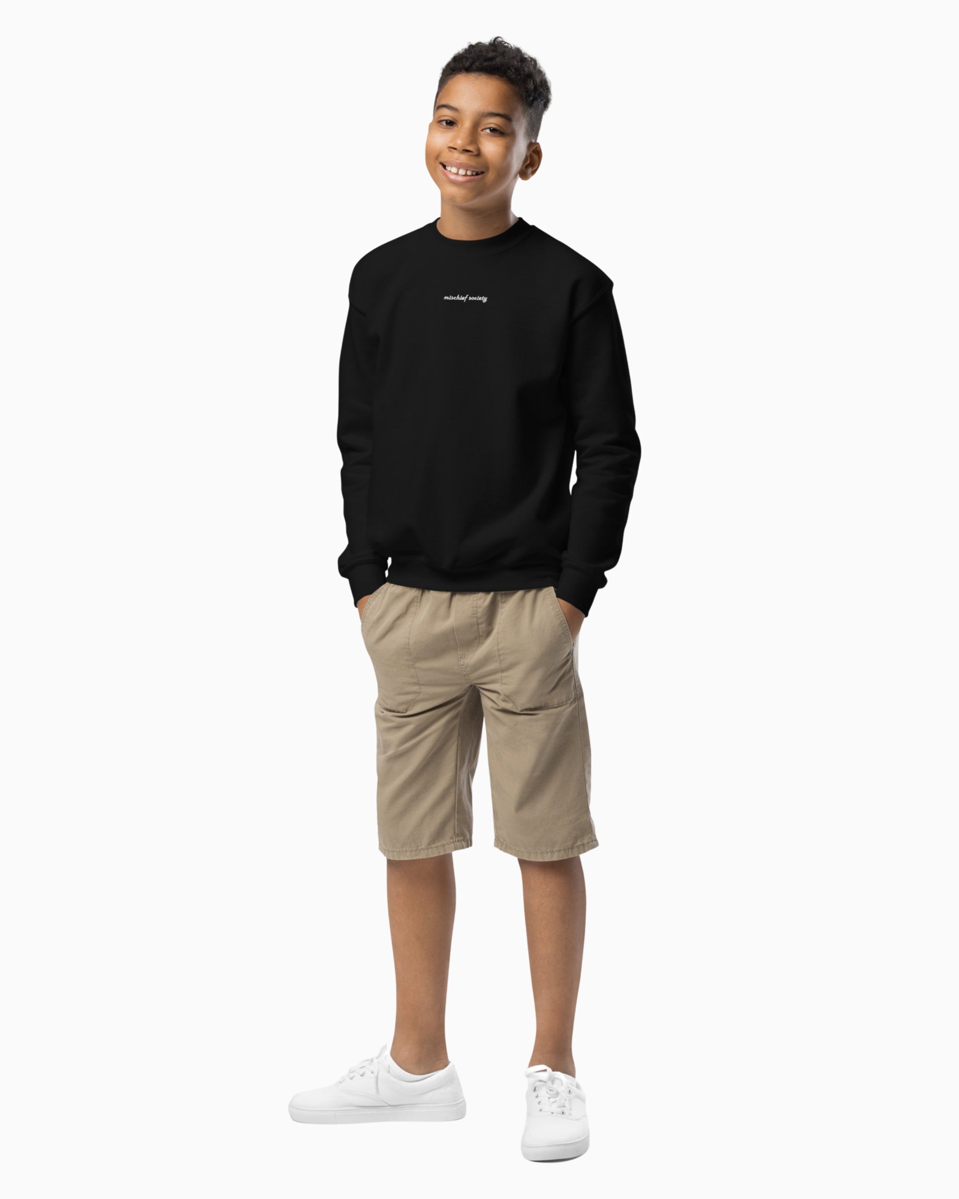 Mischief Society - Kid Black Sweater - Model