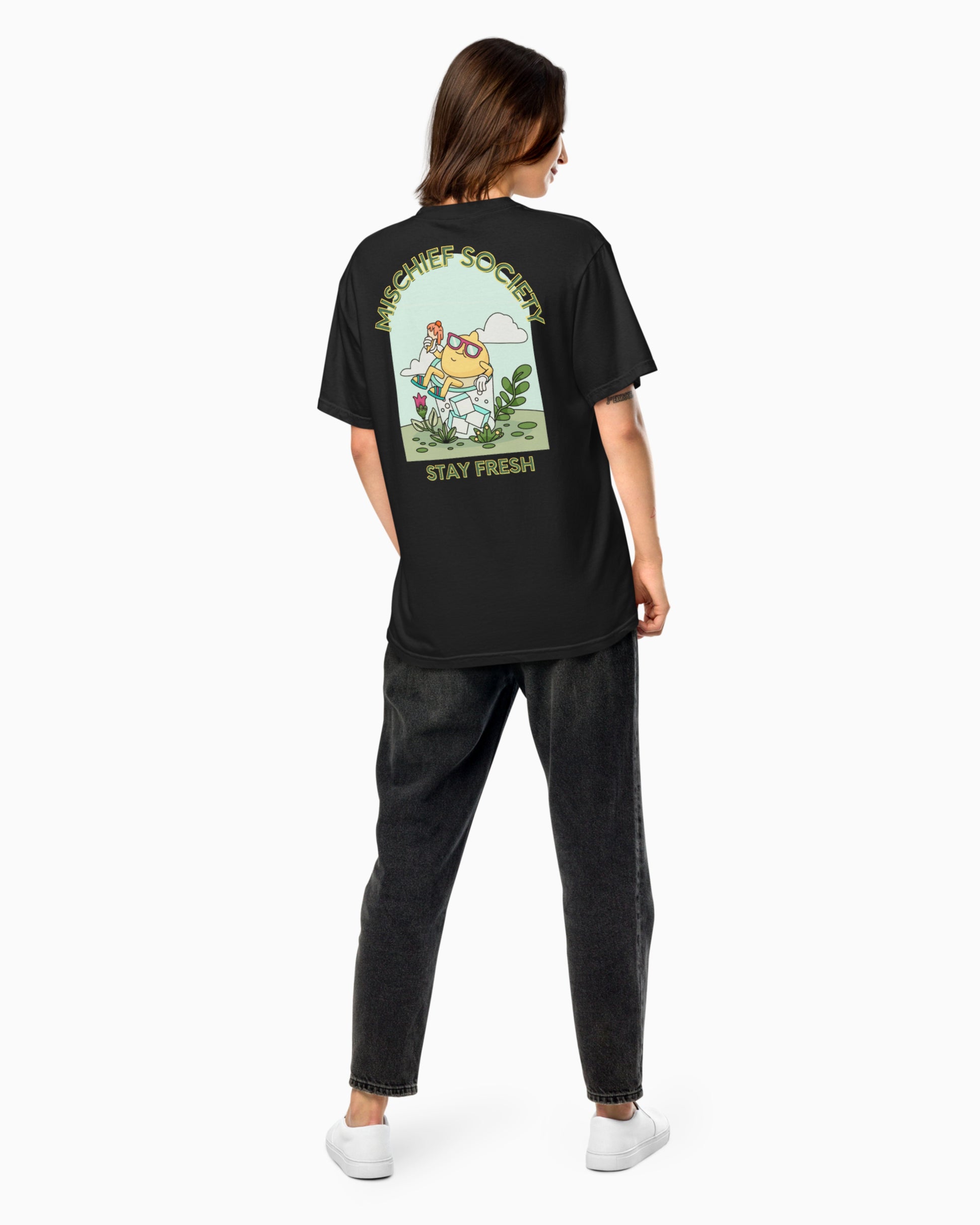 Mischief Society - Lemon Chillin Black Shirt - Adult - Back Female Model