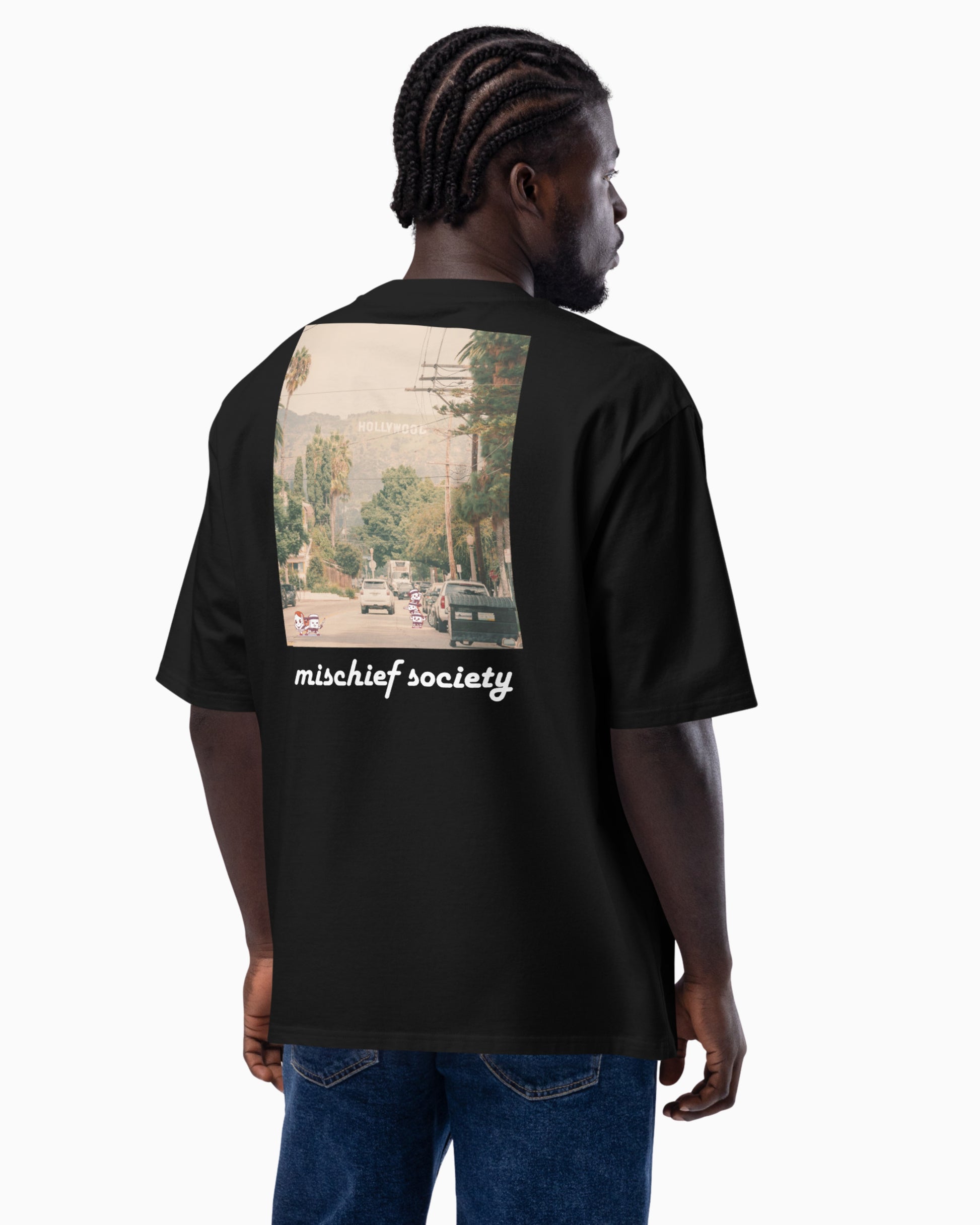 Mischief Society - Samurai Sushi Street Fight - Black Shirt Adult - Back Man