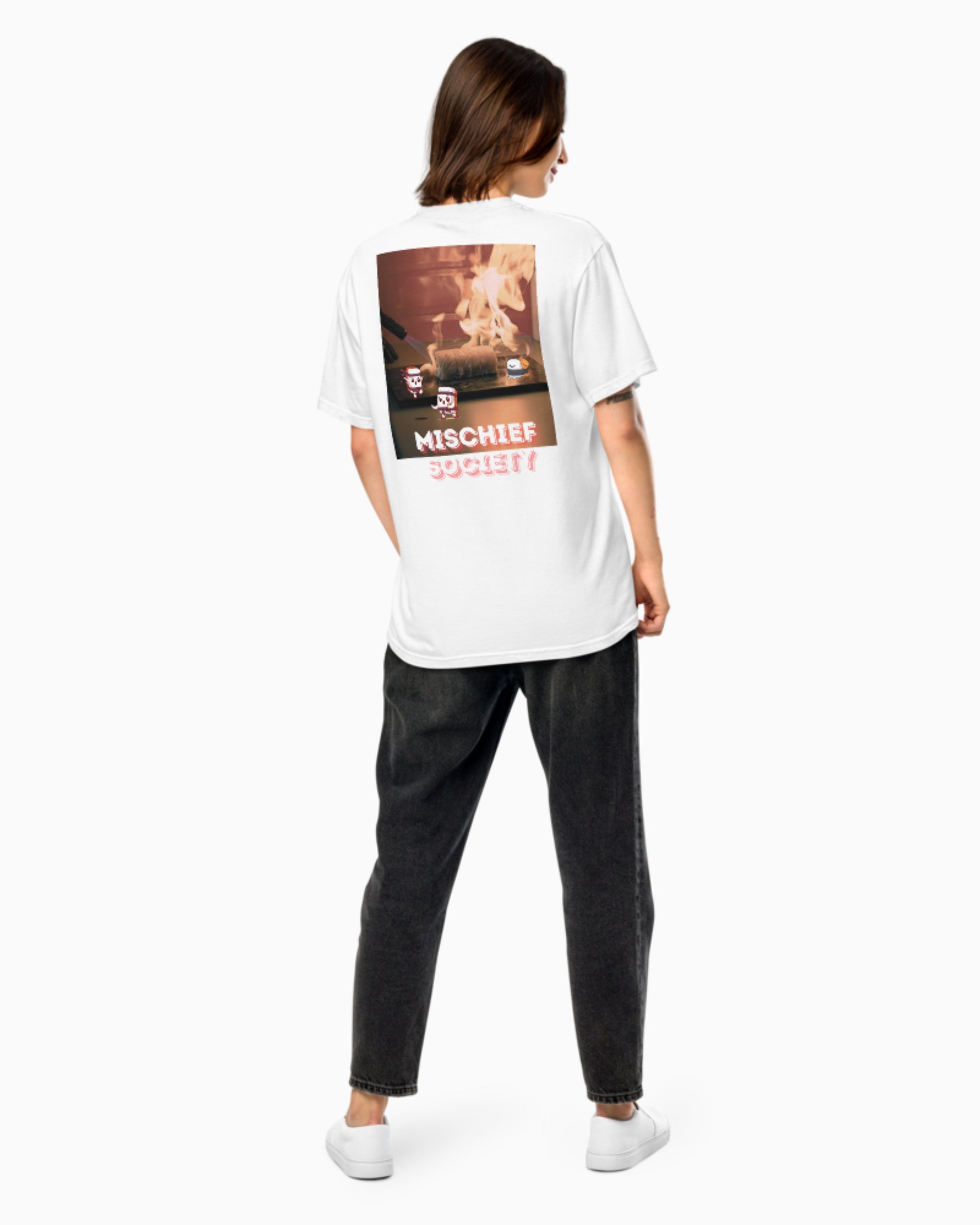 Mischief Society - Sushi Samurai Fight - Adult White Shirt - Model Female Back