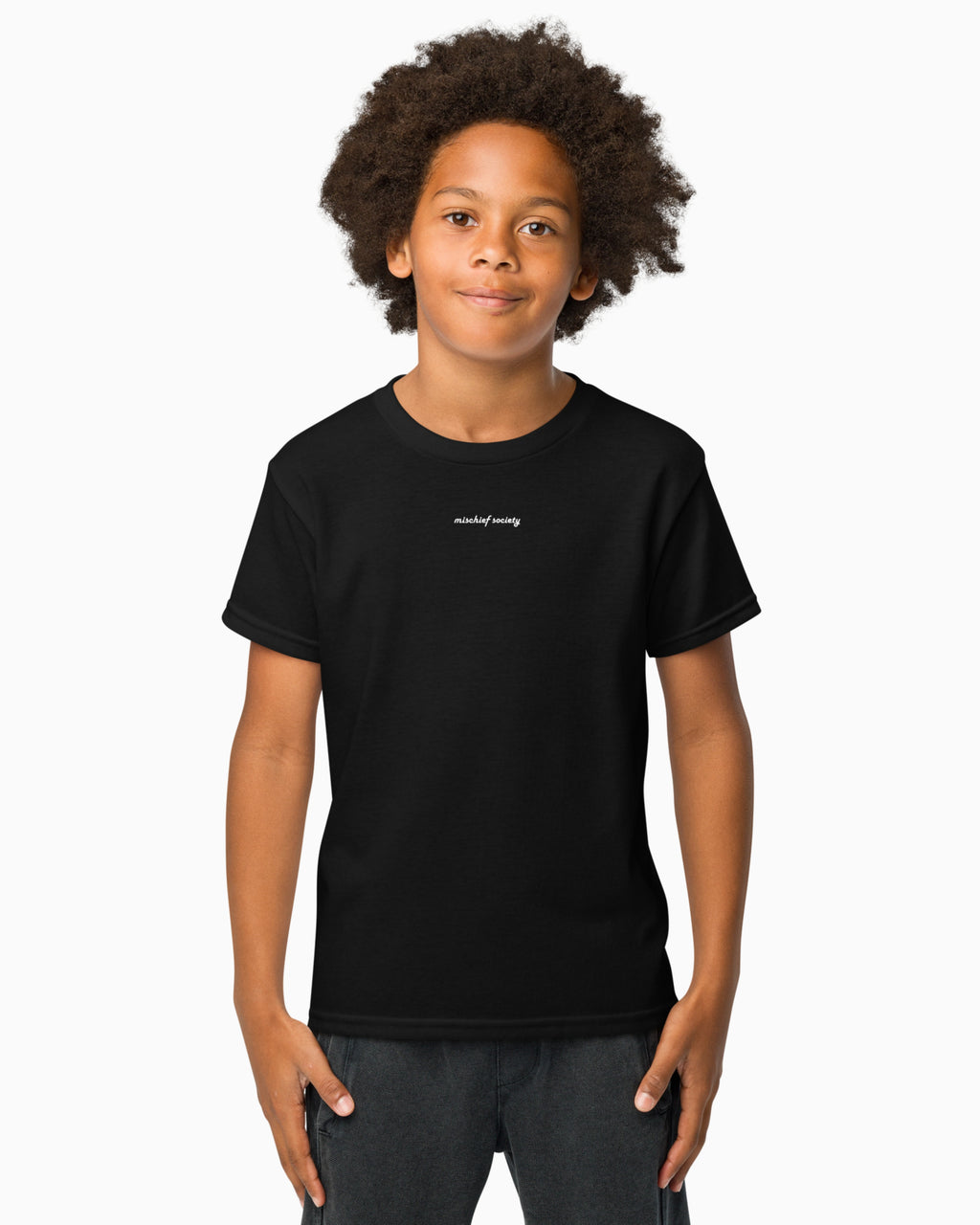 Mischief Society - Sushi Samurai Fight - Kids Black Shirt - Front Boy