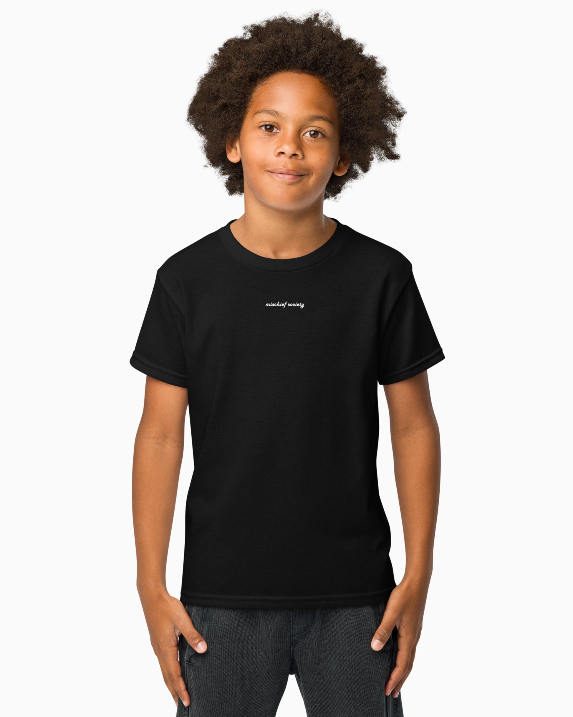 Mischief Society - Sushi Samurai Fight - Kids Black Shirt - Front Boy