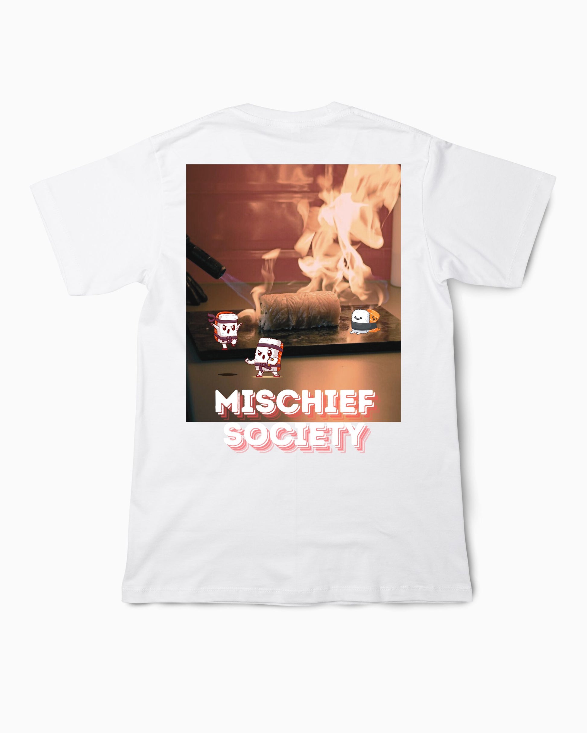 Mischief Society - Sushi Samurai Fight - White Shirt - Kid