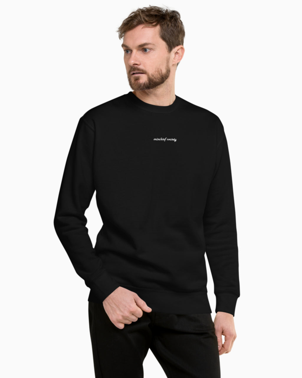 Mischief Society Black Crewneck - Adult Model Men