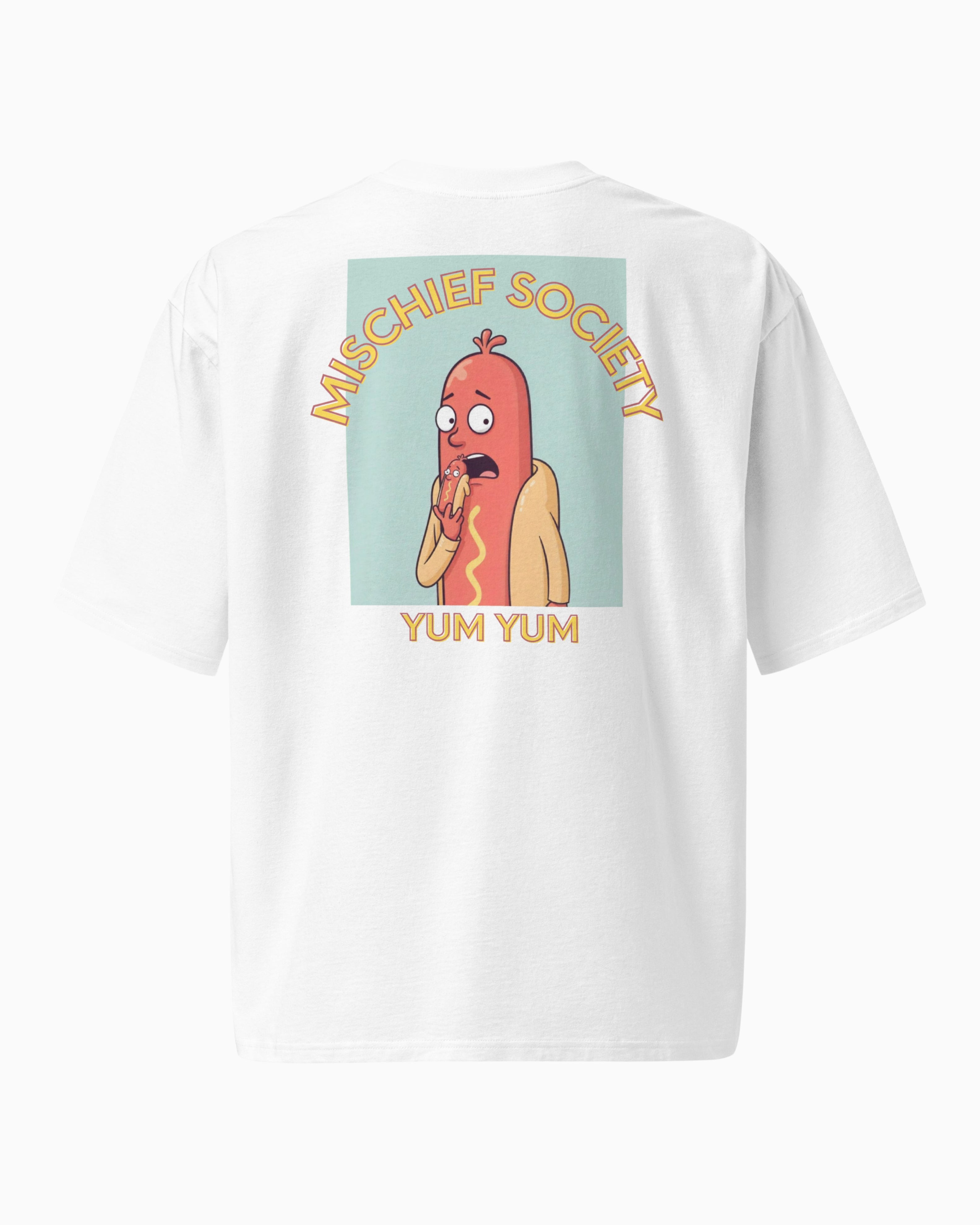 Mischief Society Hot Dog - Adult White Shirt - Back