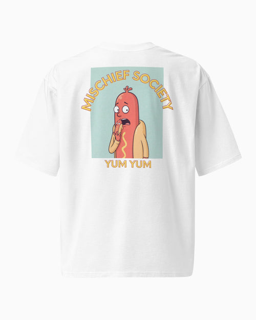 Mischief Society Hot Dog - Adult White Shirt - Back