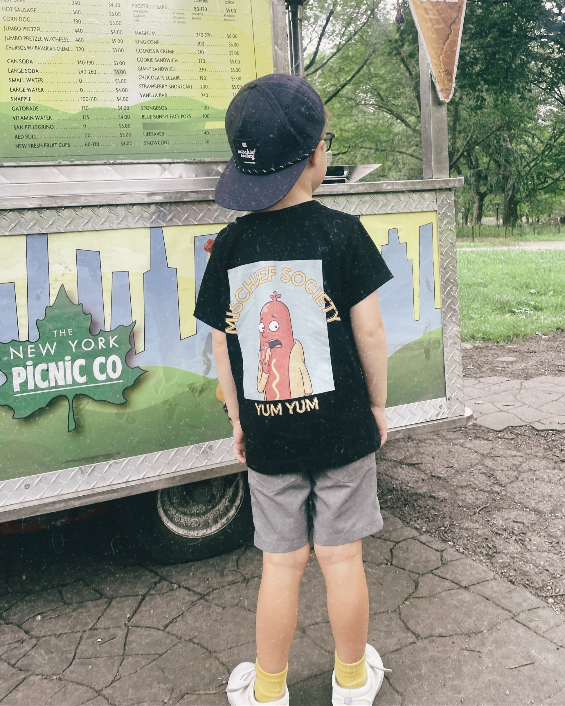 Mischief Society Hot Dog in NYC - Black Kid Shirt