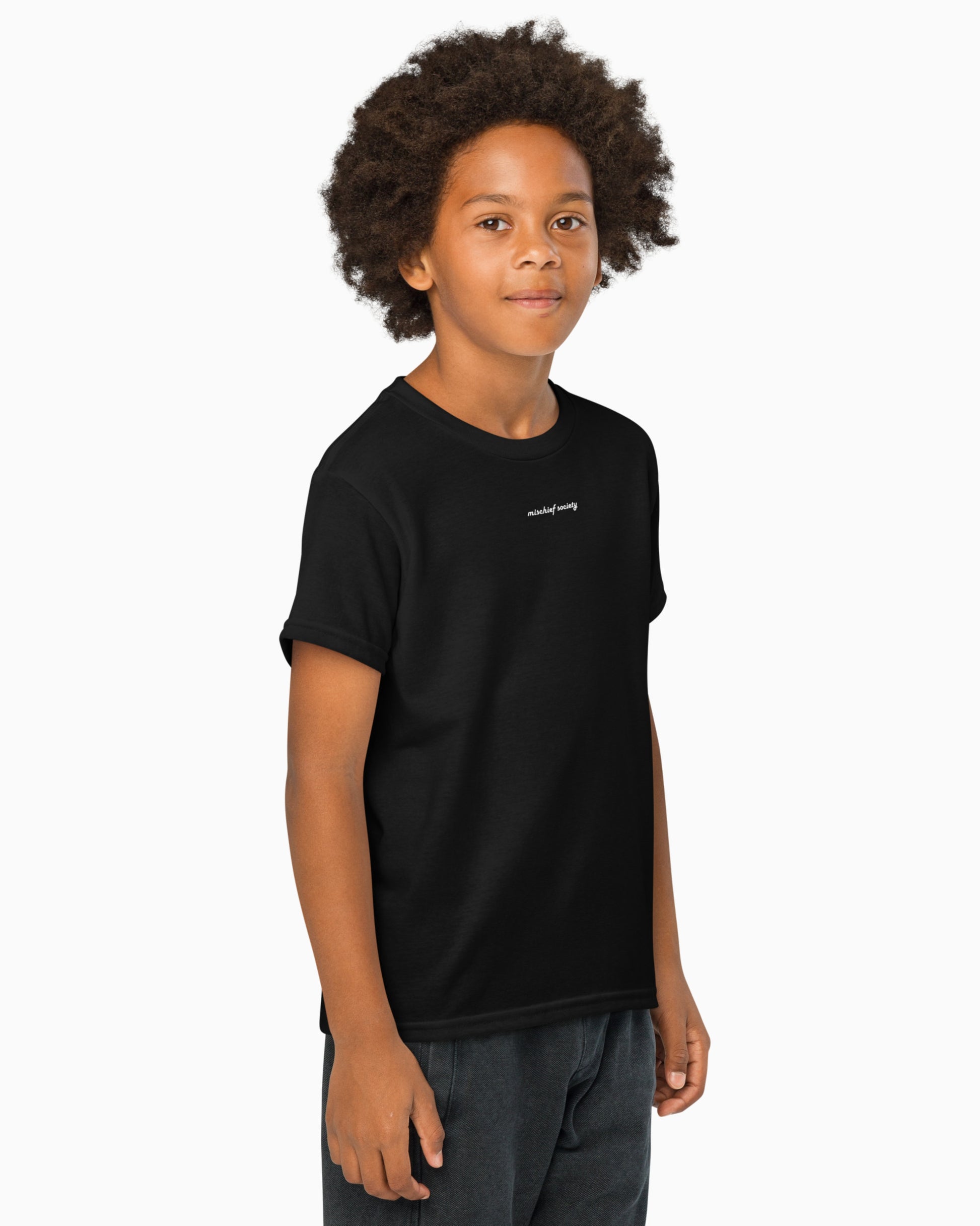 Mischief Society Lemon Chillin - Kid Black Shirt - Model Front