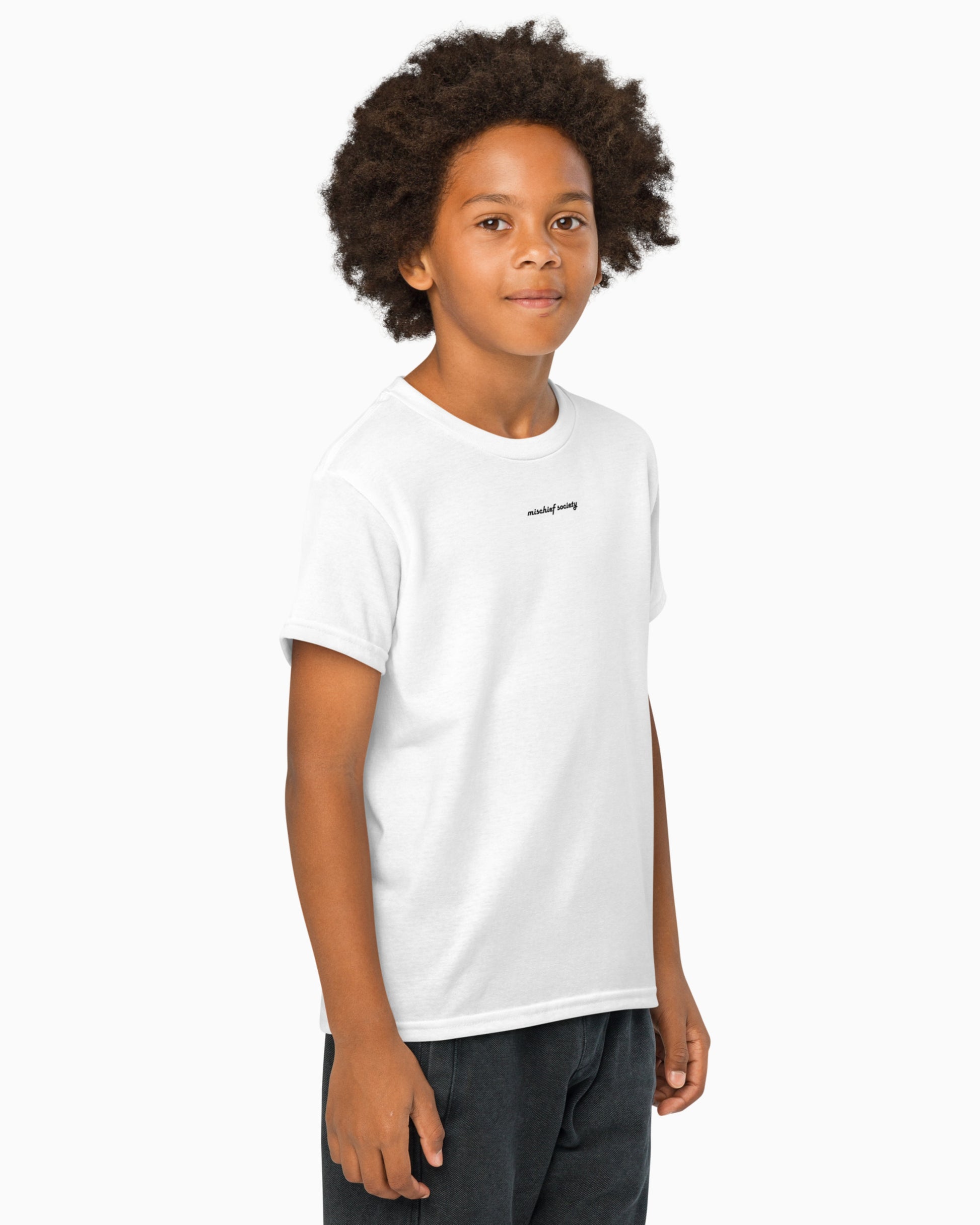 Mischief Society Lemon Chillin - Kid White Shirt - Model Front