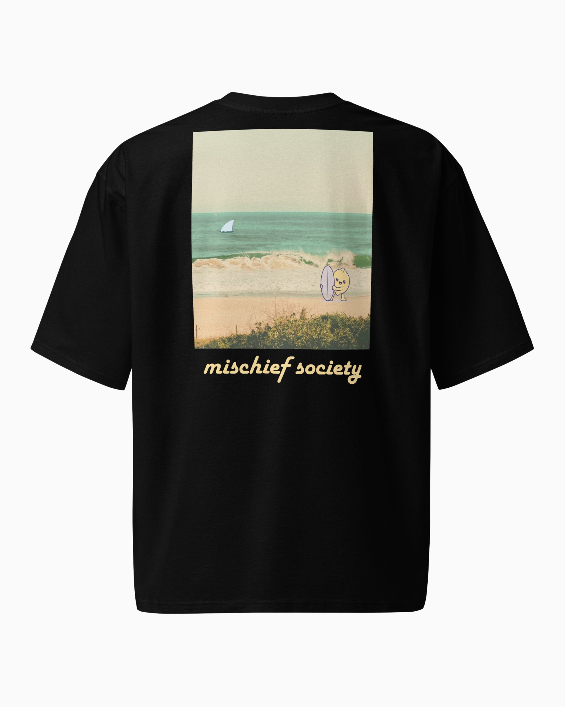 Mischief Society Lemon Surf - Adult Black Shirt - Back
