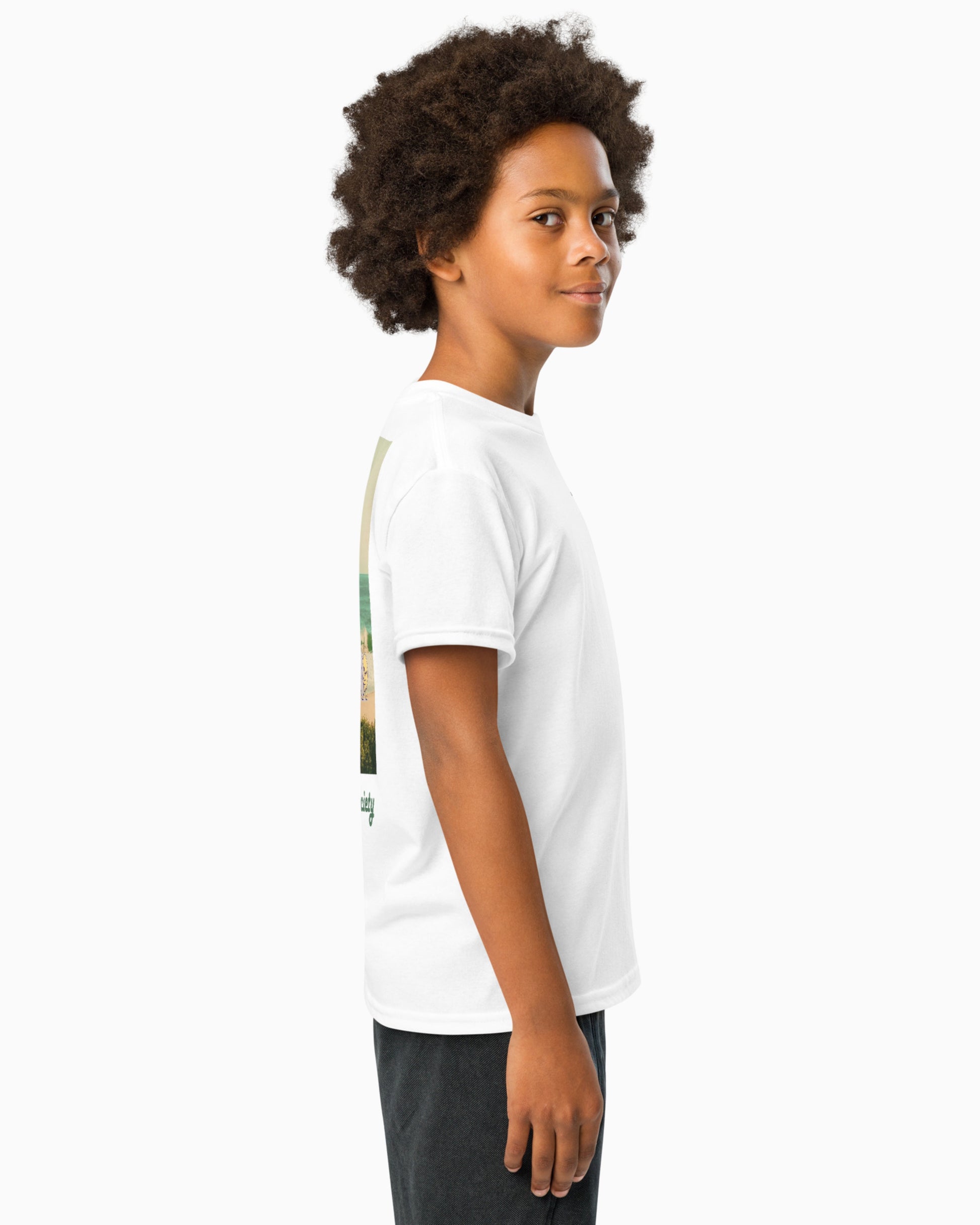 Mischief Society Lemon Surf - Kid White Shirt - Model Side