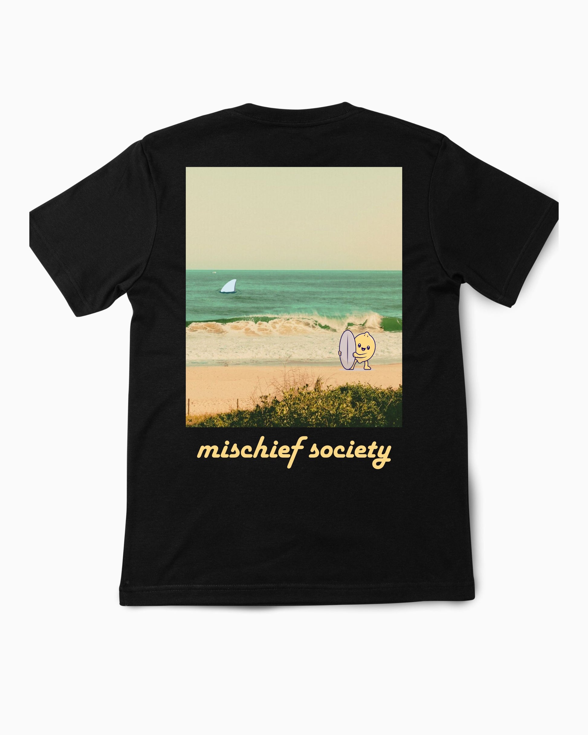 Mischief Society Lemon Surf - Toddler Black Shirt - Back