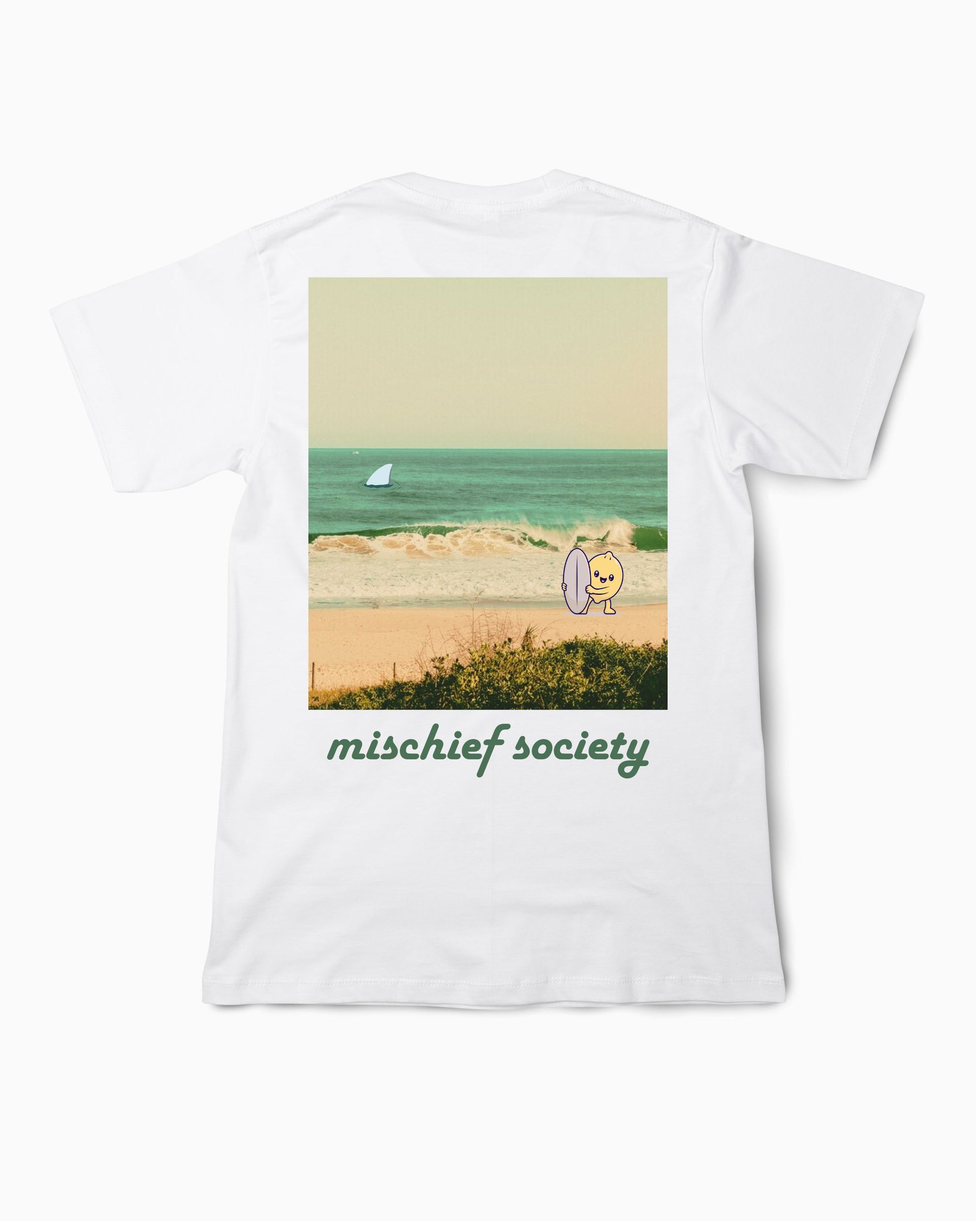 Mischief Society Lemon Surf - Toddler White Shirt - Back