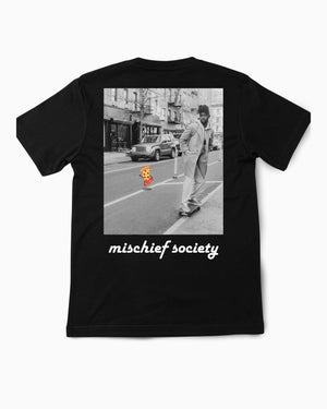 Mischief Society Pizza Ollie - Kid Black Shirt - Back