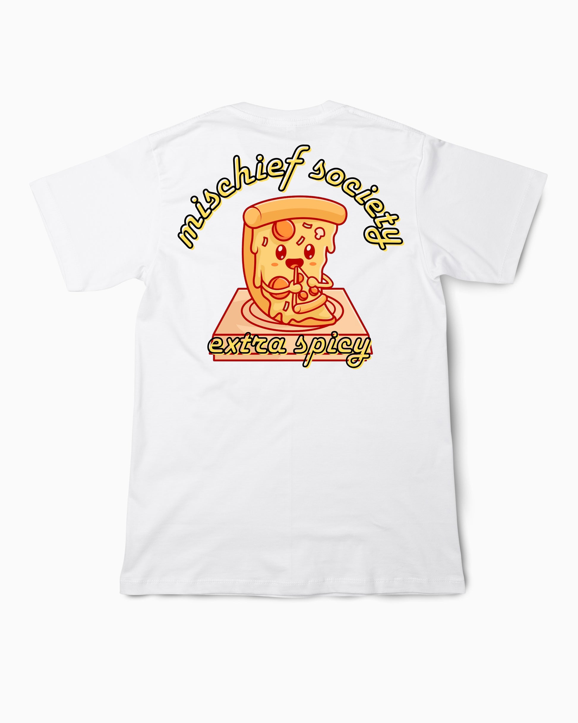 Mischief Society Pizza Pizza - Toddler White Shirt - Back