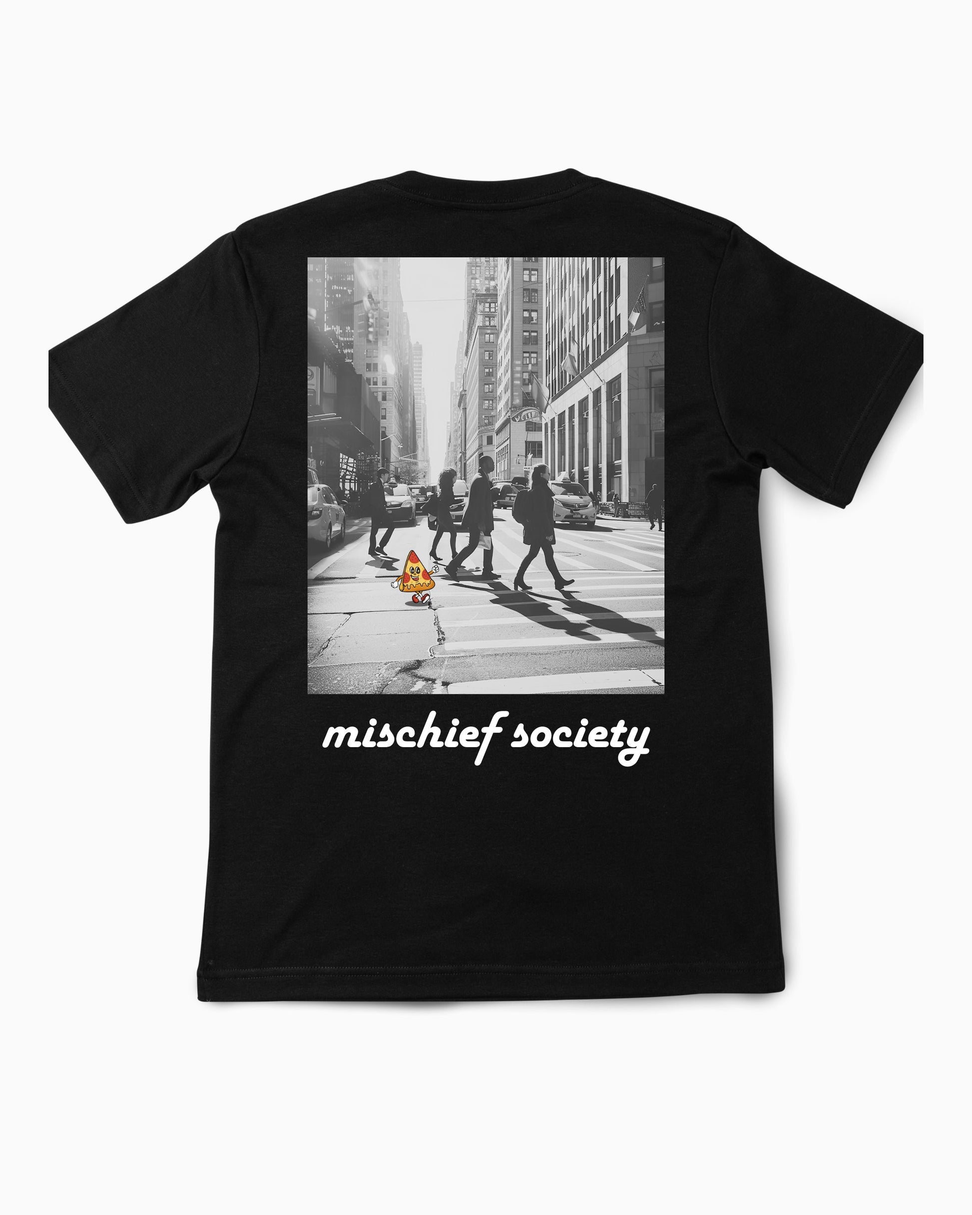 Mischief Society Pizza Walk - Toddler Black Shirt - Back