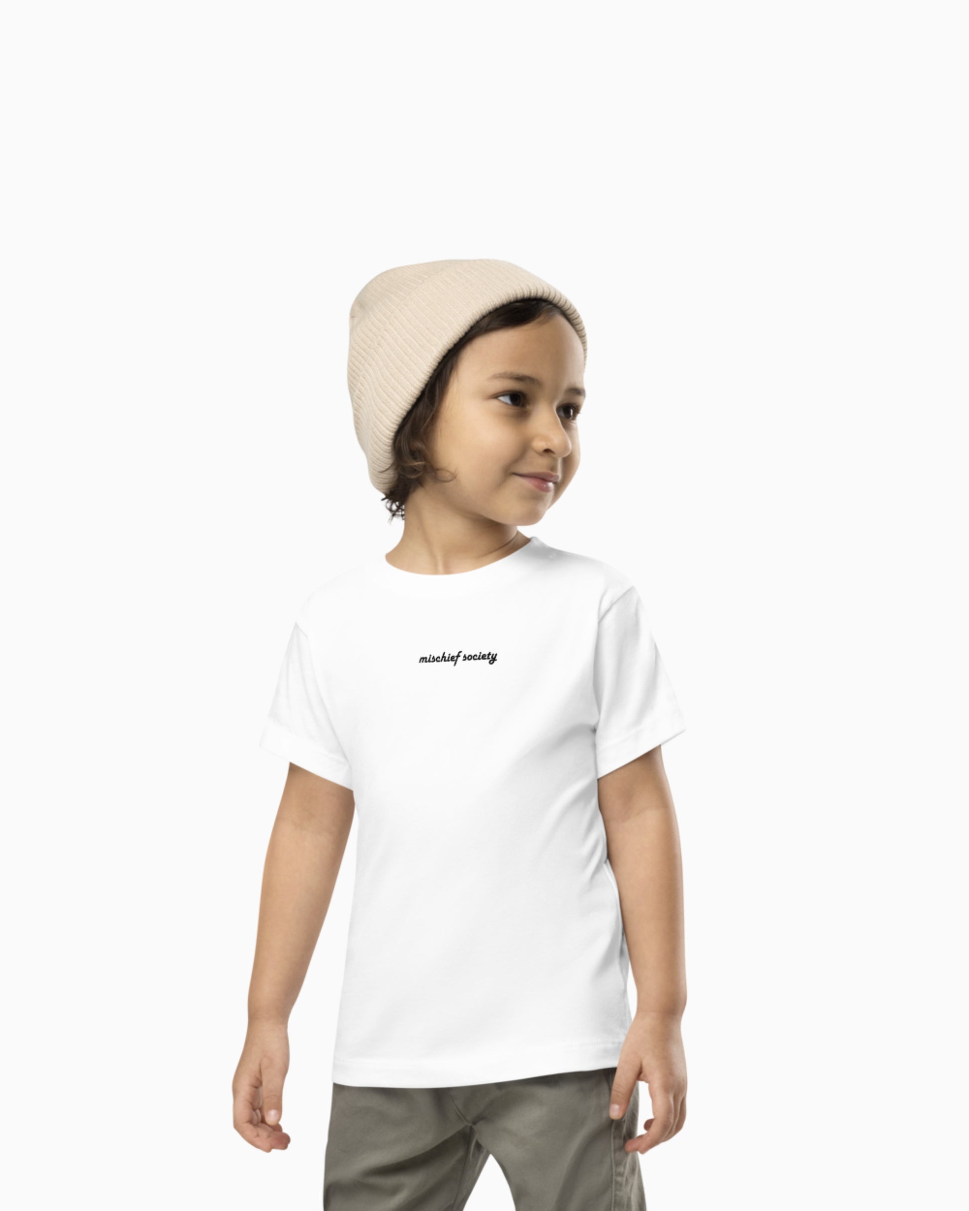 Mischief Society Samurai Sushi Battle - Toddler White Shirt - Model Front