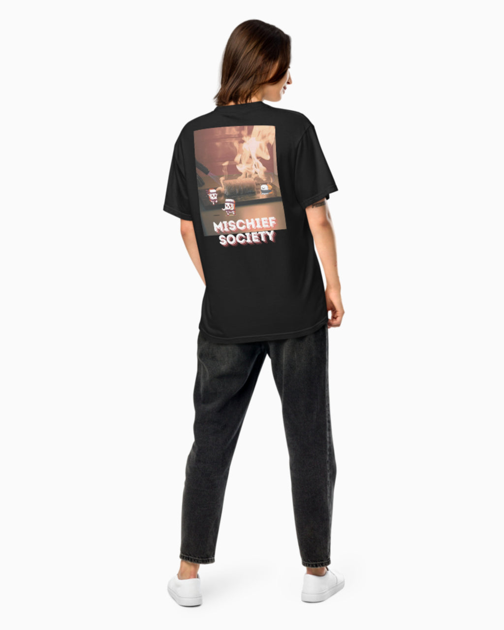 Mischief Society Samurai Sushi Fight - Adult Black Shirt - Model Back Female