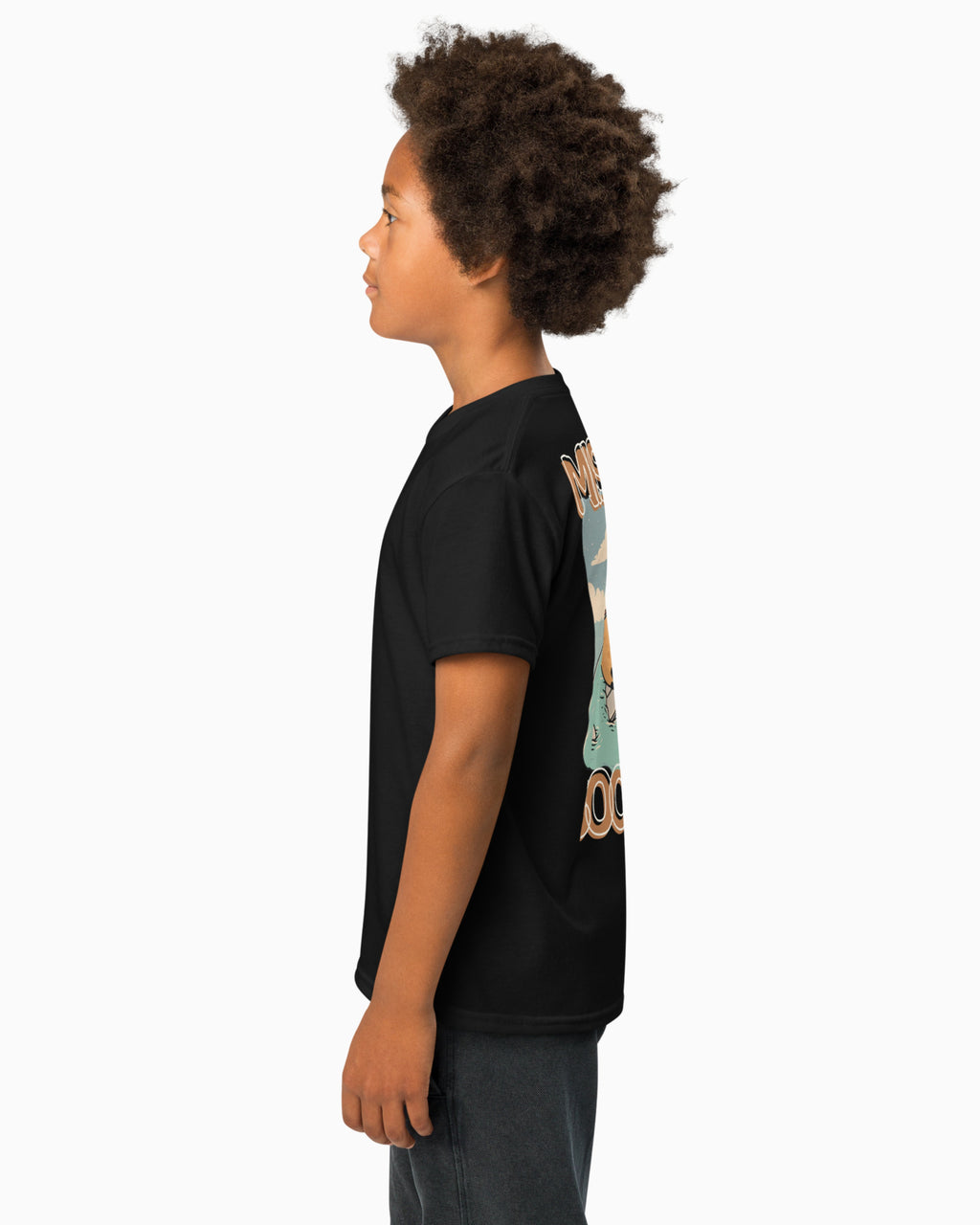 Mischief Society Shark Bite - Kid Black Shirt - Side Model
