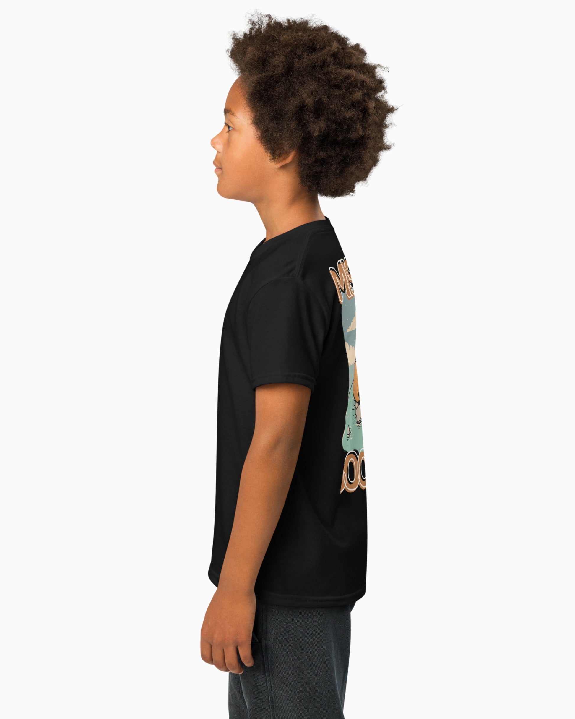 Mischief Society Shark Bite - Kid Black Shirt - Side Model