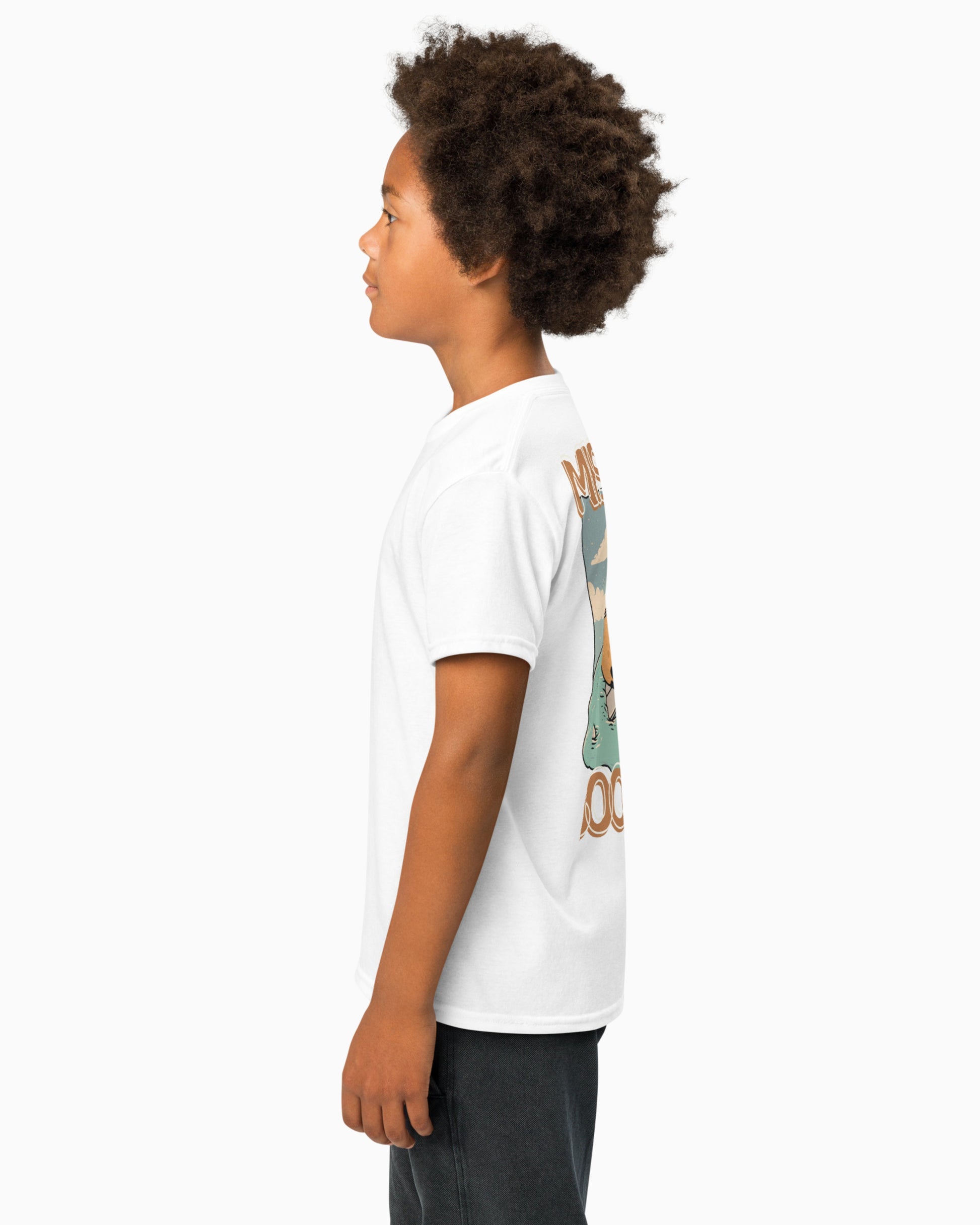 Mischief Society Shark Bite - Kid White Shirt - Model Side