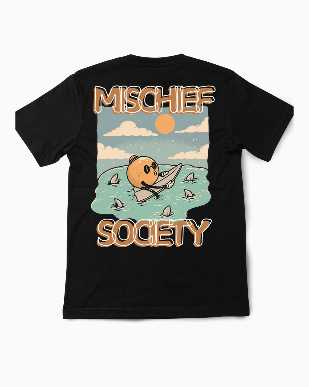 Mischief Society Shark Bite - Toddler Black Shirt - Back