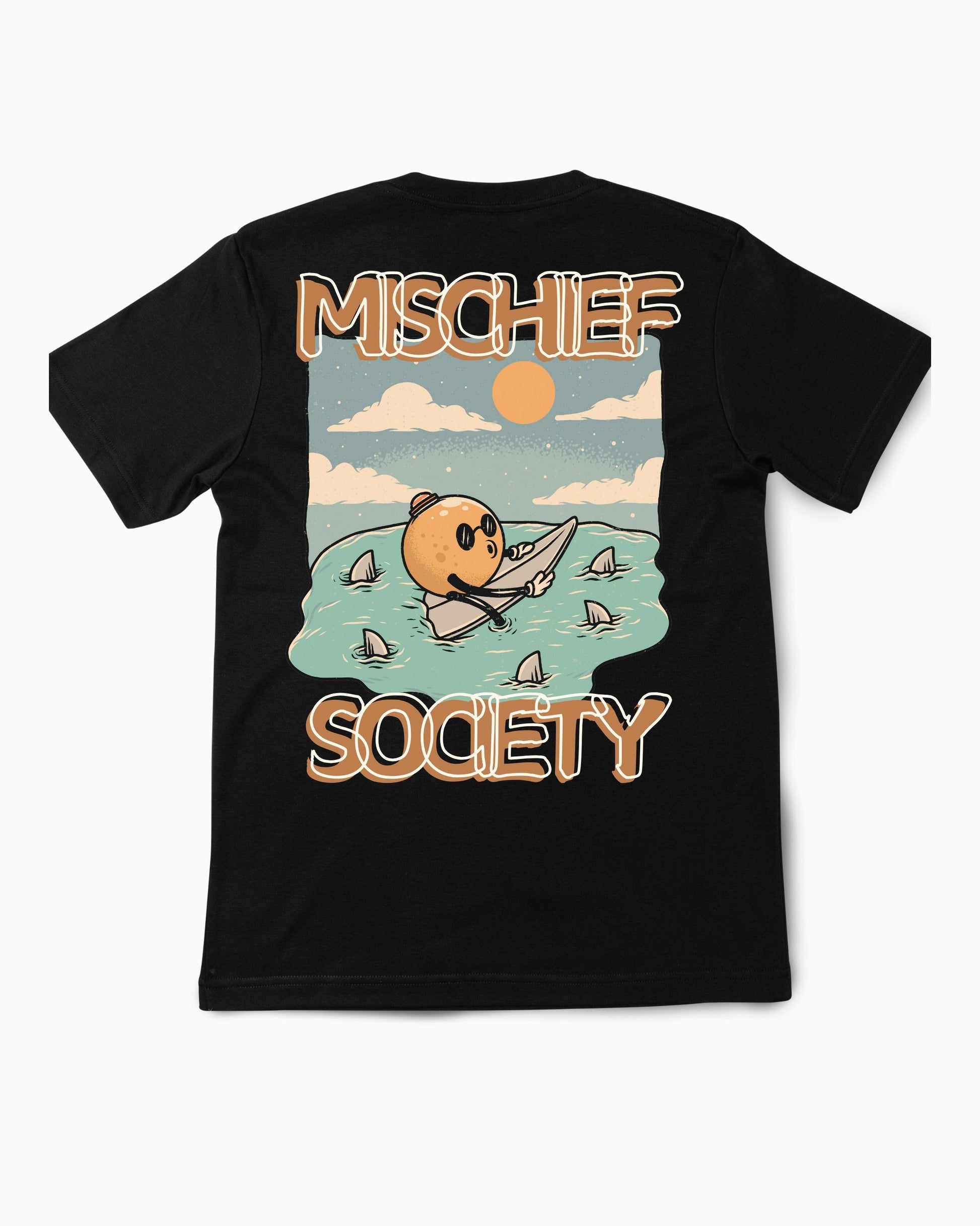 Mischief Society Shark Bite - Toddler Black Shirt - Back