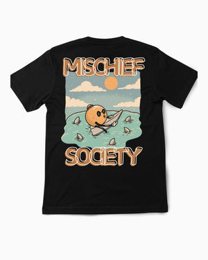 Mischief Society Shark Bite - Toddler Black Shirt - Back