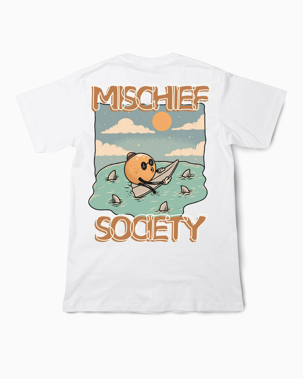 Mischief Society Shark Bite - Toddler White Shirt - Back