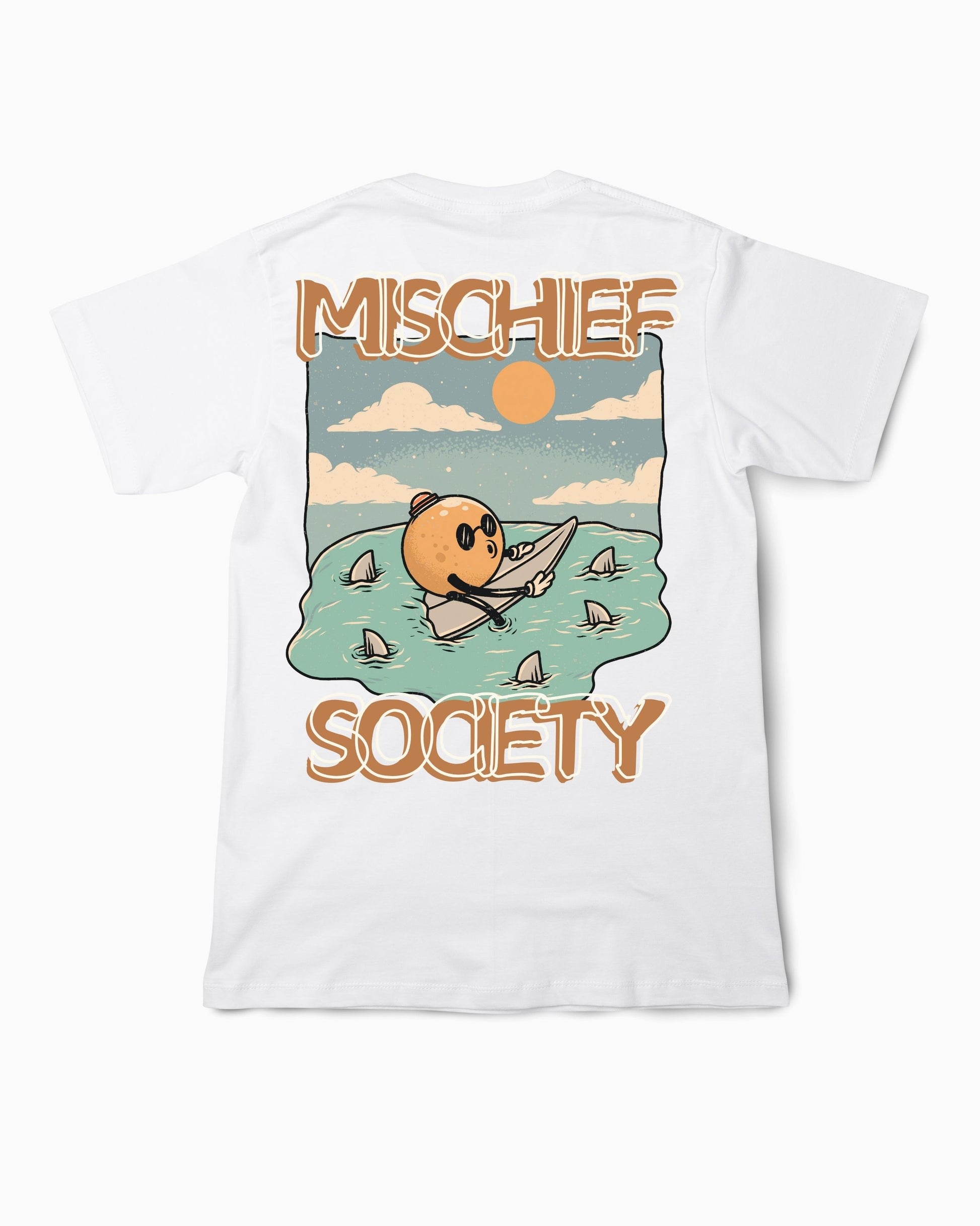 Mischief Society Shark Bite - Toddler White Shirt - Back