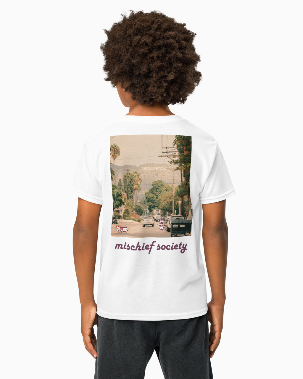 Mischief Society Street Sushi - Kids White Shirt - Back Boy