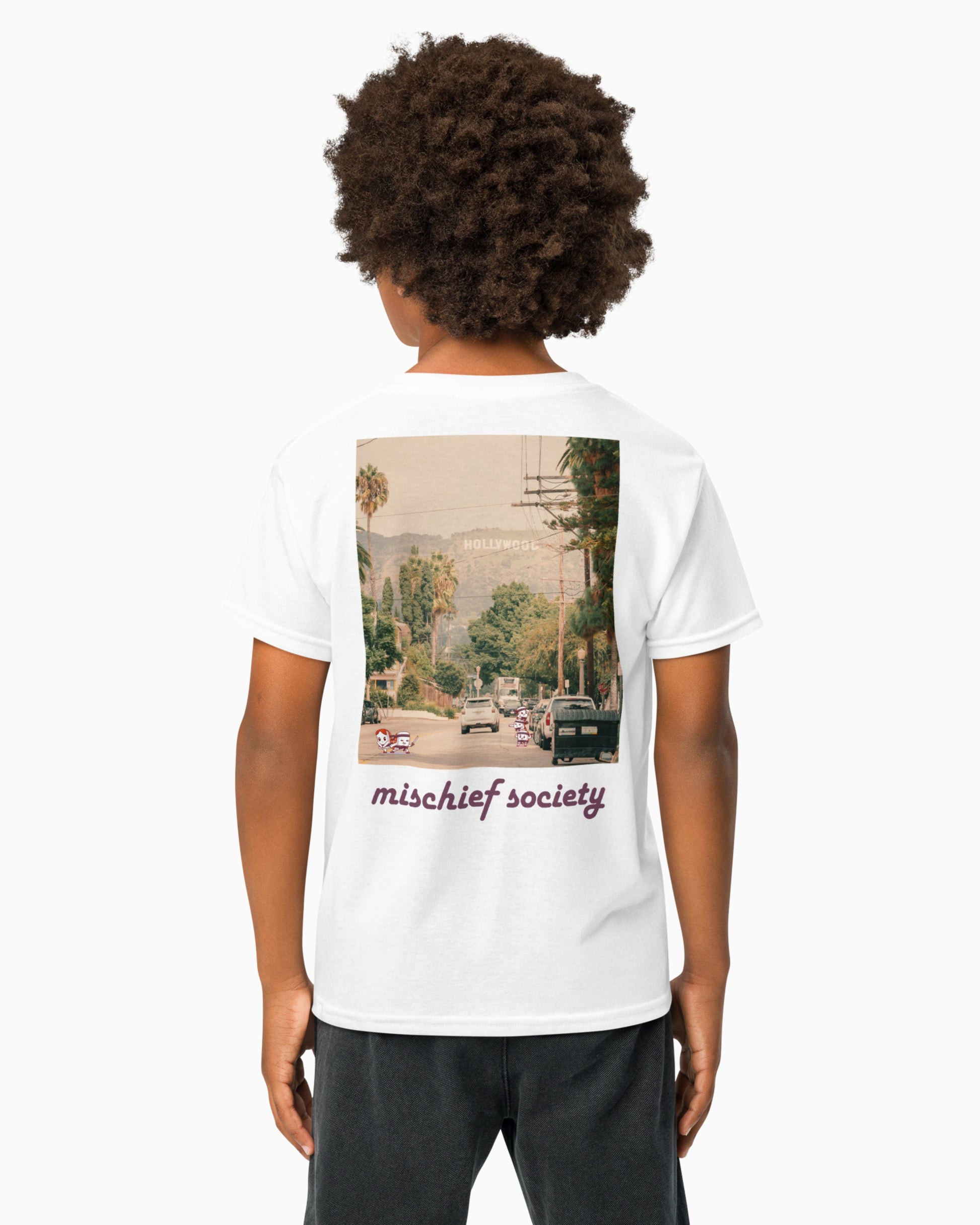 Mischief Society Street Sushi - Kids White Shirt - Back Boy