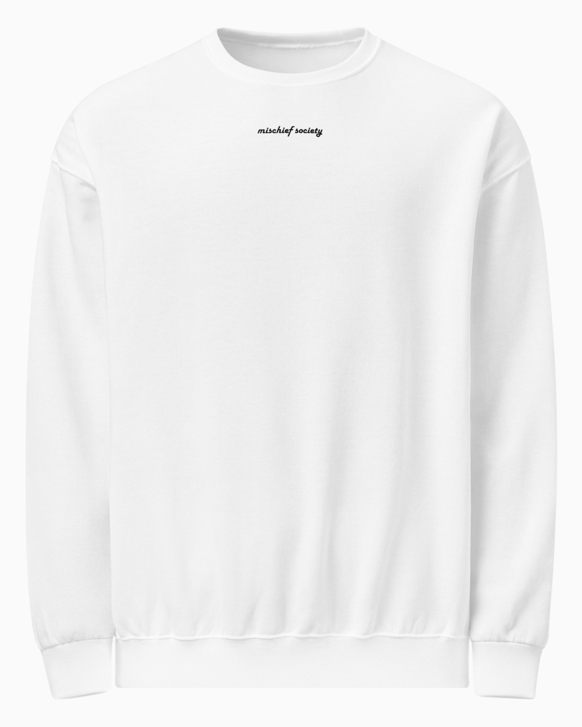 Mischief Society White Crewneck - Adult - Front