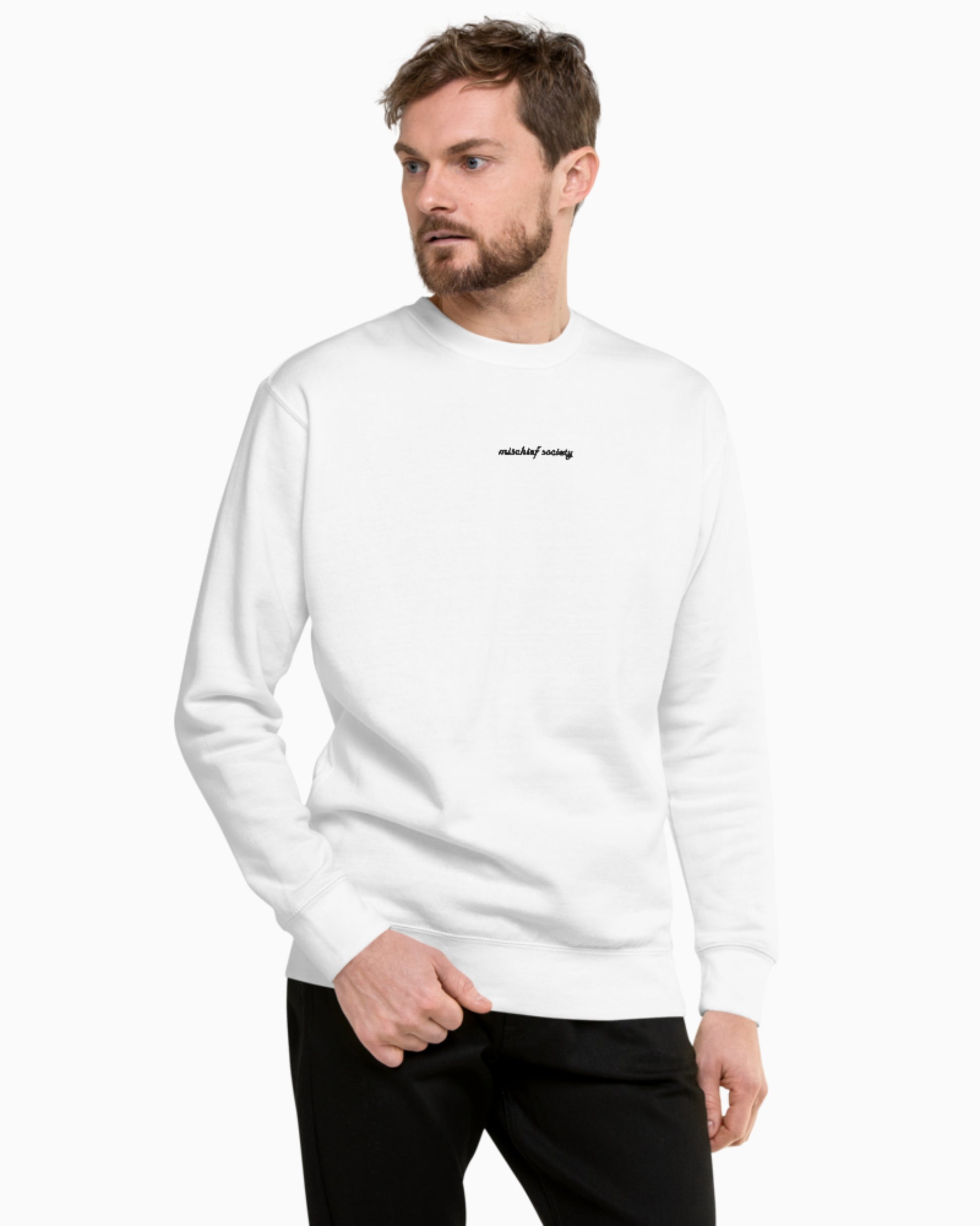 Mischief Society White Crewneck - Adult - Model - Men