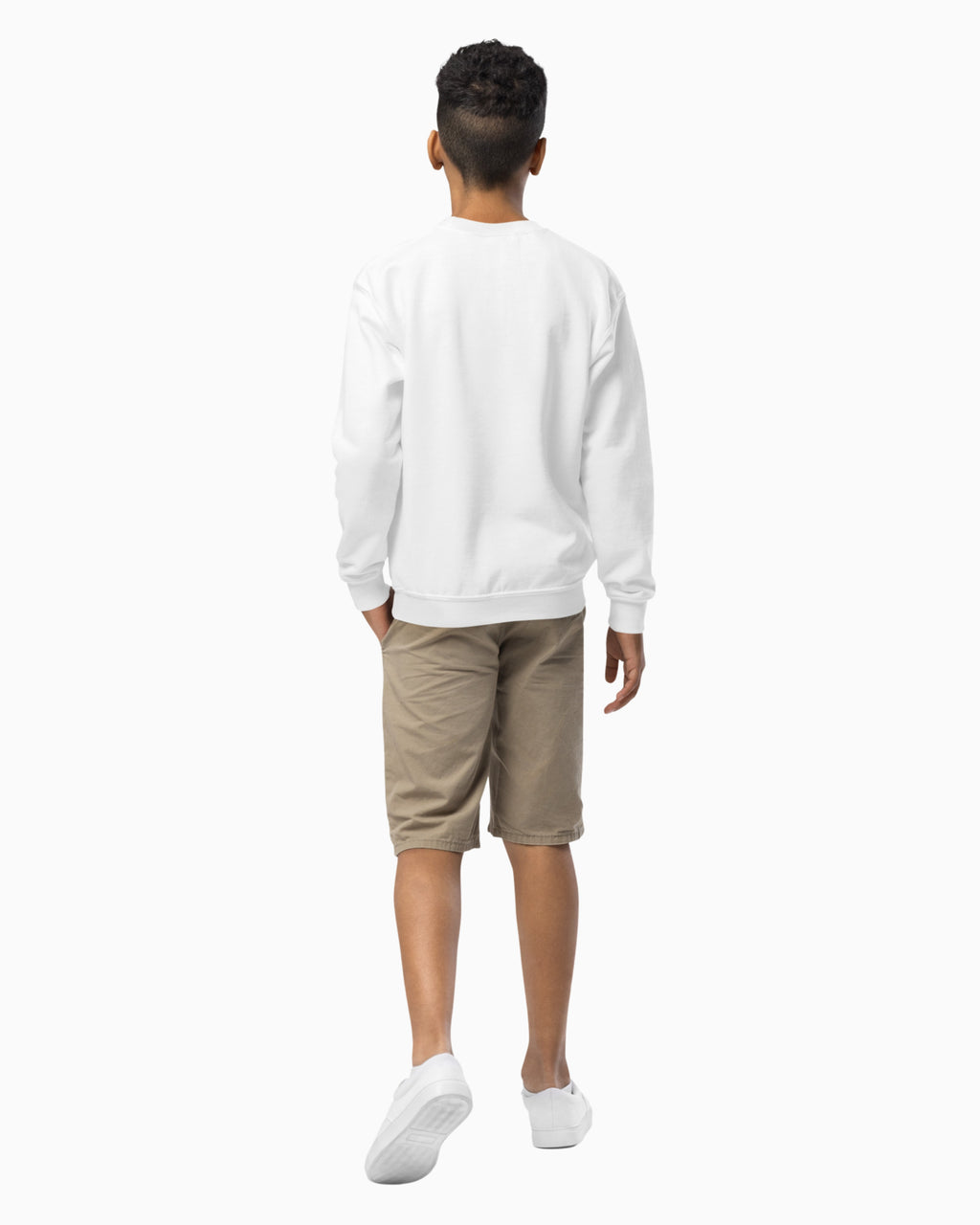 Mischief Society White Crewneck - Kid - Model - Back