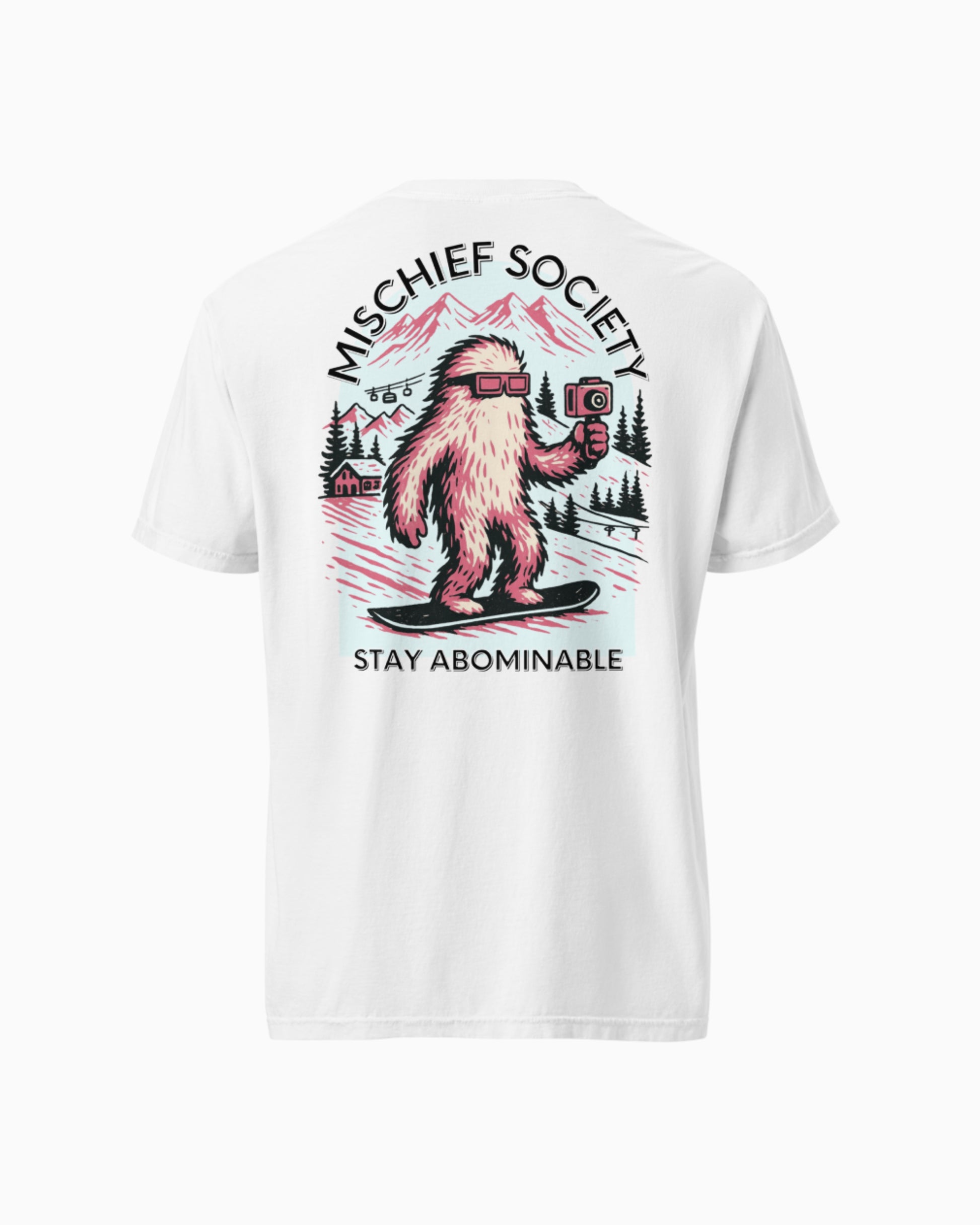 Mischief Society Abominable Yeti - Adult White Shirt - Back
