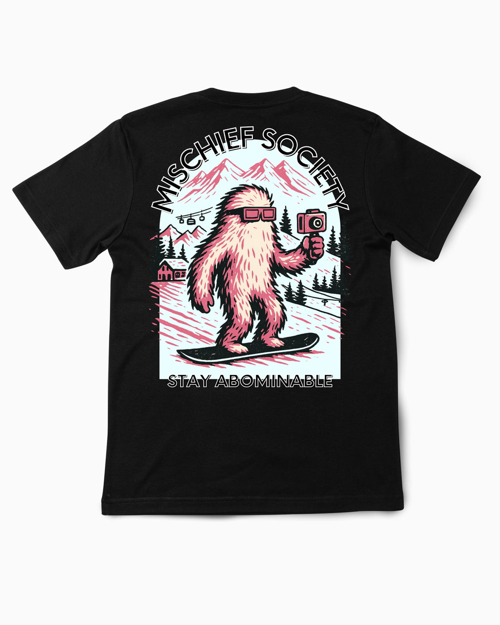 Mischief Society Stay Abominable Yeti - Black Shirt - Back